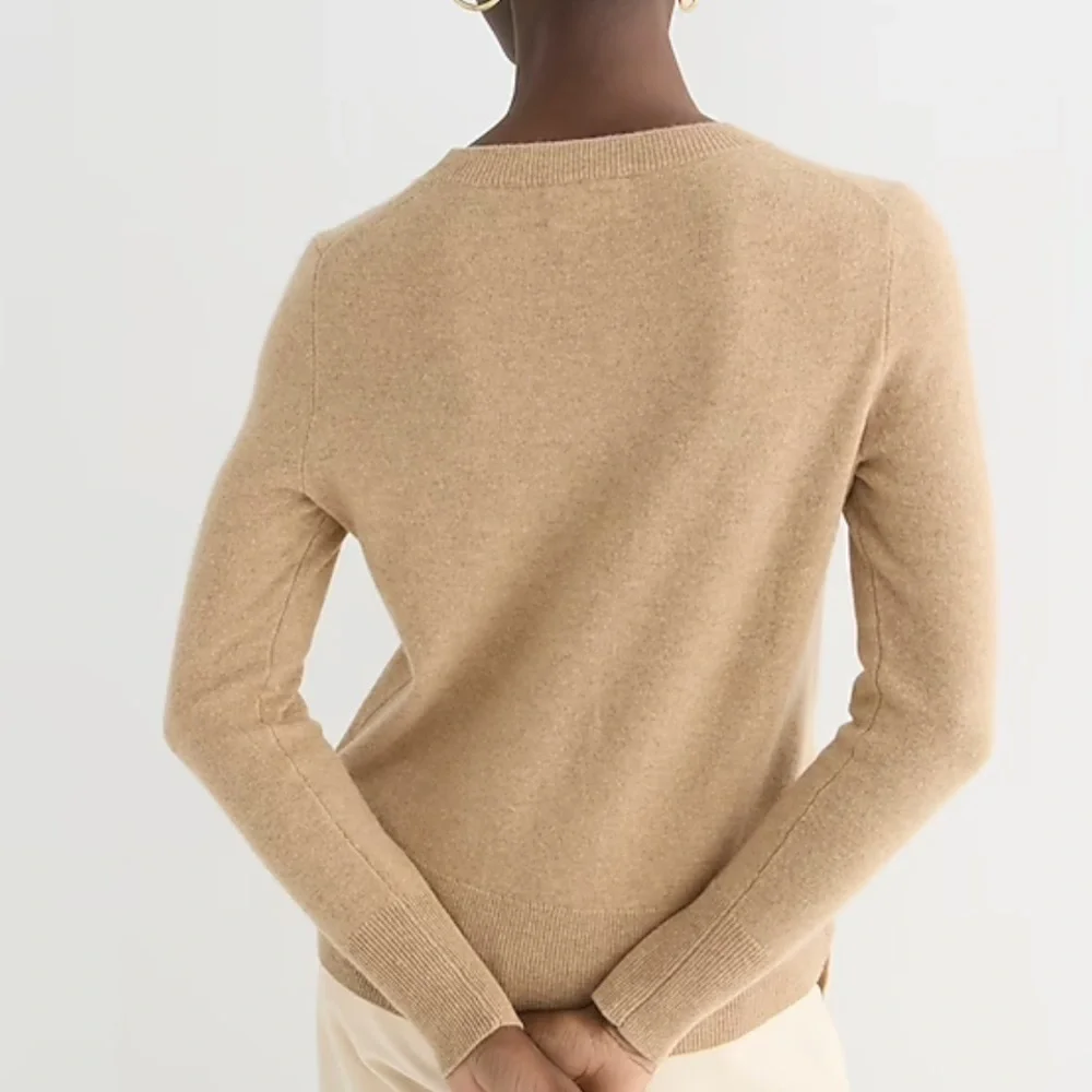 J crew cashmere classic fit crewneck sweater heather camel